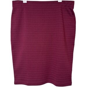 Banana‎ Republic Womens Skirt XL Burgundy Textured Pencil Knee Length Stretchy
